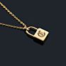 18K Gold Plated Old English Initial Letter Padlock Necklace Personalized 316L Stainless Steel Lock Necklace