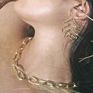18K Simple Gold Plated Punk Hip Hop Necklace Cuban Thick Necklace Hand Chain Necklace