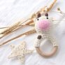 1Pc Baby Rattle Toys Cartton Animal Crochet Wooden Rings Rattle Diy Crafts Teething Rattle Amigurumi for Baby Cot Hanging Toy