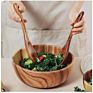 20Cm Salad Bowl Hand Made Solid Wood Kitchen Utensils Tableware Teak Wood Salad Wooden Bowl