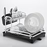 2 Layer Tier Dishes Drainer over the Sink Bowl Organizer Storage Kitchen Drying Aluminum Dish Rack