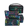 3-Piece Black Butterfly Cosmetic Bag Travel Portable Cosmetic Bag Waterproof Cosmetic Brush Bag for Women and Girls