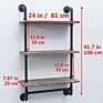 3-Tier Industrial Pipe Bathroom Shelf Wall Mount,61Cm Rustic Utility Storage Shelves,Wood Storage Floating Shelves with Towel