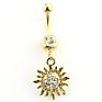 316L Medical Steel Navel Ring Nailing Full Diamond Plating Golden Sunflower Flame Belly Button for Lady
