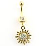 316L Medical Steel Navel Ring Nailing Full Diamond Plating Golden Sunflower Flame Belly Button for Lady