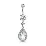 316L Surgical Steel Gold Tear Drop Cz Dangle Navel Bar Belly Button Rings Piercing Jewelry