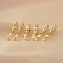 3 Pairs Set 925 Silver Post Zircon Link Chain Circle Earrings Real 18K Gold Plated Cuban Chain Hoop Earrings Set for Women