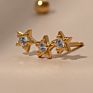 3Pcs Star Paved 5A Cubic Zirconia Bar Stud Earrings Gold Plated 925 Sterling Silver Ear Cartilage Studs