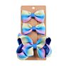 3Pcs/Set Grosgrain Ribbon Hair Bow Attractive Striped Hairgrip Gradient Rainbow Girls Hair Clips Set for Baby Girl