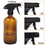 480Ml 16 Oz Boston round Amber Glass Trigger Spray Bottles Refillable Glass Spray Bottle for Essential Oils, Cleaning Products