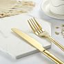 4 Pcs Flatware 304 Stainless Golden Set Black Handle and Gold Cutlery