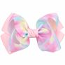 4" Rainbow Gradient Colors Boutique Grosgrain Ribbon Hair Bow Clips Kids Girls Barrettes Hairpins