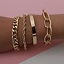 4Pcs/Set Hips Hops Chunky Thick Miami Curb Cuban Bracelets Bangles Punk Metal Twisted Rope Chain Bracelet Jewelry Gift