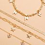 4Pcs/Set Multilayers Handmade Beads Lightning Charm Ankle Bracelet Sandal Pig Snout Chain Butterfly Star Anklet Set