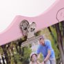 4X6 Pink Shaped Photo Wood Picture Frames Holder with Clip for Gift