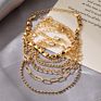 6-Piece Gold Thick and Thin Chain Crystal Bracelet Set for Suit Decoration