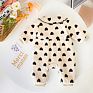 6358 Baby Girl Thick Clothes Newborns Jumpsuit Peach Heart Print Bodysuit Infant Rompers Warm One-Piece Toddler Overalls