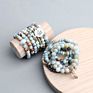 6/8/10Mm Raw Amazonite round Abacus Beads Stone Bracelet Gold Leaf Silver Cross Bracelet