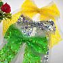 8 Inch Large Yellow Cheer Hair Bow Sequin Ribbon Bows Hairpins with Alligator Clips Hair Accessories