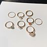 8 Pcs/Set Leaves Flowers Star round Gold Ring Moonstone Gemstone Solitaire Engagement Rings