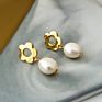925 Sterling Silver Gold Plated Baroque Pearl Earrings for Women