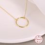 925 Sterling Silver Necklaces 14 K Gold Solid Choker Charm Design Women Minimalist Chain Necklaces Ring round Gold