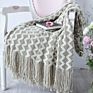 Acrylic Throw Blanket Hand Woven Knit Blankets and Throws with Fringe Tassel for Couch Sofa Bed