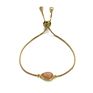 Adjustable 18K Gold Plated Brass Chain Natural Gemstone Faceted Labradorite Teardrop Charm Bracelet