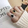 Adjustable Statement Natural Stone Black Onyx Ring Gold 925 Sterling Silver Rings Bridesmaid Wedding Enamel Ring for Women