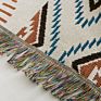 Afghan Blanket Solid White Blue Red Geometric Stripe Yarn Dyed Throw Sofa Cover Couch Blanket with Fringe Tassel