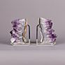 Agate Pink Decorative Crystal Bookends Brass Book Holder Bookend Supperer