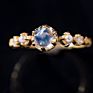 Aimgal Jewelry S925 Sterling Silver Vitreous Pearl Moonstone Inlaid with Diamond Natural Stone Ring