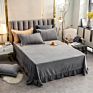 American Style Fleece Light Gray Velvet 4Pcs Bed Set