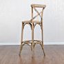 Antique Vintage Solid Wood Rattan Seat Cross Back Counter Bar Stool Chair