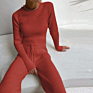 Women Knitted Sportwear Backless Pullover Sweater 2 Piece Pant Suits