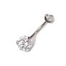 Astm F136 Implant Grade Titanium Internally Threaded Prong Set Belly Ring Body Jewelry