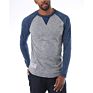 Athletic T Shirt for Men Rib Knit Long Sleeve Crew Neck Color Block Baseball Raglan Casual Tee Shirts