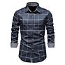 Autumn and European Size Men's Cotton Long-Sleeved Shirt Business Casual Plaid Shirt