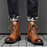 Autumn and Martin Boots Big Size Pointed Retro Leather Boots High Top British Casual Men's Shoes