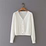 Autumn Korean Version V-Neck Solid Color Top Split Color Ladies Jersey Sweater Vintage