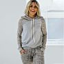 Autumn Ladies Gray Leopard Print Hoodie and Joggers Suits 2 Piece Set Tracksuits for Women