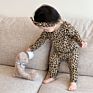 Autumn Newborn Infant Toddler Boys Girls Clothes Casual Leopard Long Sleeve O-Neck Knitted Cotton Baby Jumpsuit