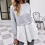 Autumn Peplum Style Sweatershirt Ruffles Blouse Causal Elegant Women Shirt