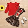Autumn Toddler Girls Clothing Set Long Sleeve Top + Leopard-Print Suspender Skirt Set Clothing for Kids