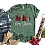 Autumn Women's Merry Christmas Christmas Tree Print round Neck Short Sleeve Casual T-Shirt