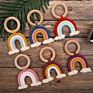 Baby Chewing Wooden and Cotton Teething Ring Rainbow Macrame Teether