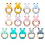 Baby Easy to Hold Cute Animal Shape Wood Teether Rabbit for Bunny Teether Toy