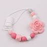 Baby Girl Boy Silicone Teething Holder Soother Bead Infant Dummy Clip Pacifier Chain Chew Toy Nipple Strap