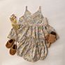 Baby Girl Romper Sleeveless Clothes Baby Floral Romper Ruffles Collar Playsuit with Ties