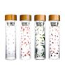 Bamboo Lid Double Wall Thermos Glass Tea Bottle with Stainless Steel Long Infuser 400Ml